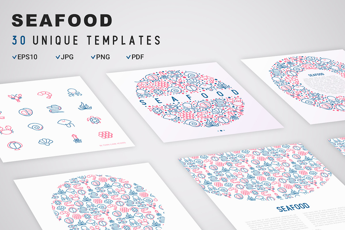 Seafood Icons Set | Concept, an Outline Icon by Alex Blogoodf (Photo 5 of 12)