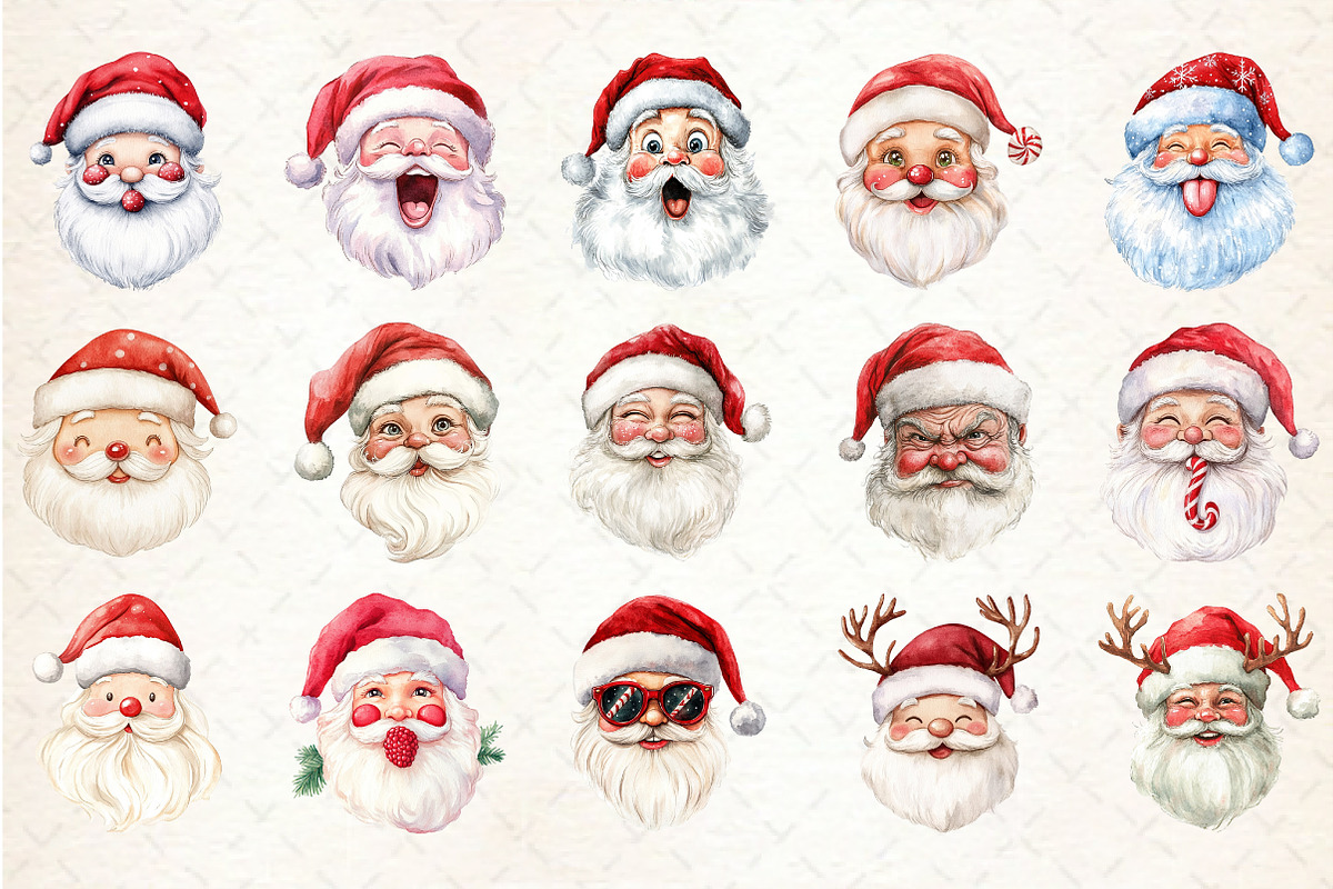 Funny Santa Claus Face Clipart, an Illustration by Rose Art (Photo 2 of 5)