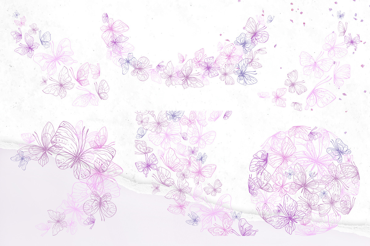 Romantic Line Art Butterflies Vector, an Illustration by NATASHA CHU (Photo 4 of 18)