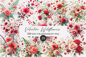 Valentine Wildflowers Clipart, an Illustration by Designworld