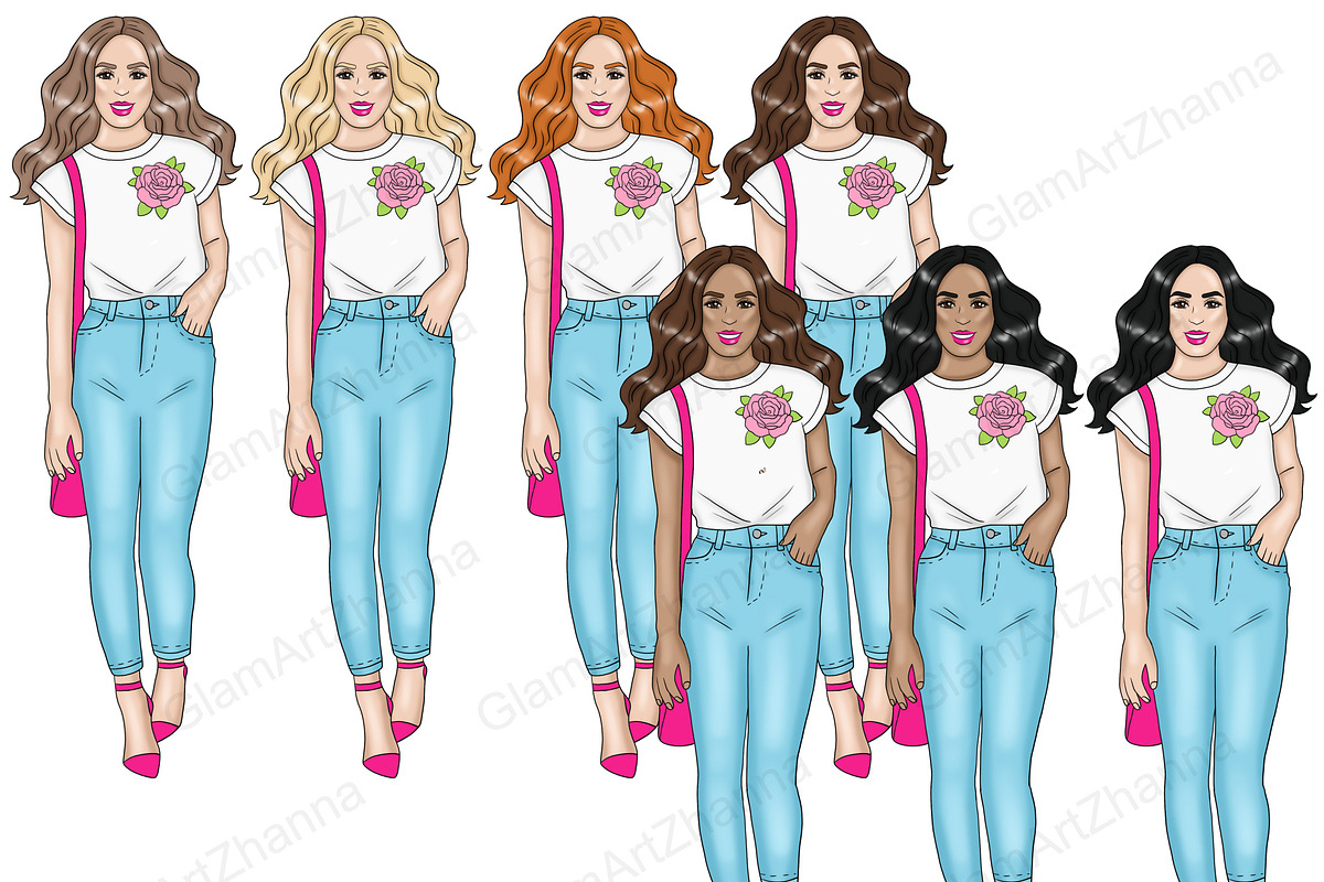 Flowers Girls Clipart, a Person Illustration by GlamArtZhanna (Photo 2 of 4)