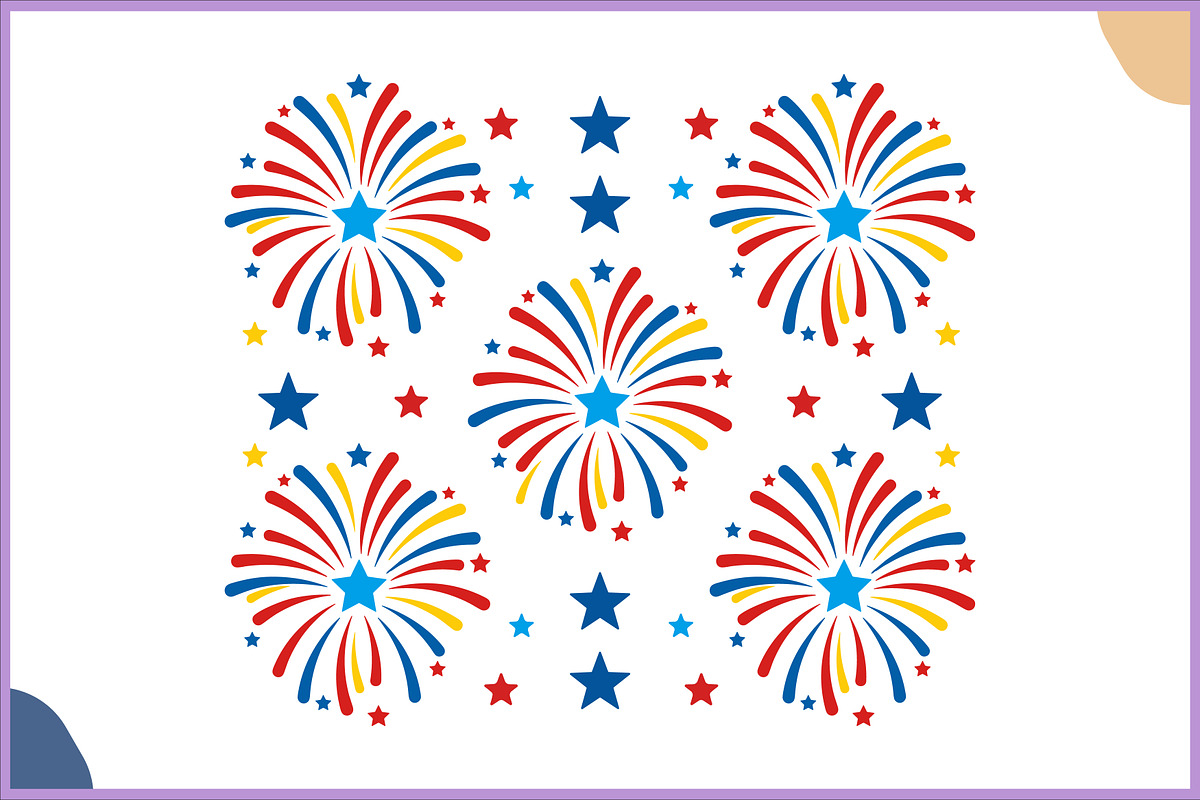 Patriotic Fireworks Pattern Vector, a Pattern Graphic by Gfx Expert Team (Photo 3 of 3)