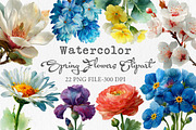 Watercolor Spring Flowers Clipart, an Illustration by Libby Wishes (Thumbnail 1 of 7)