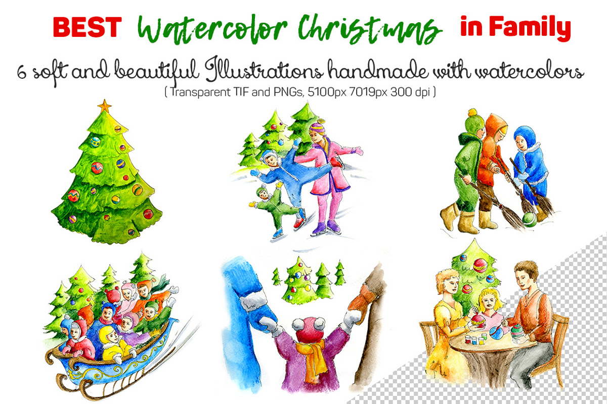 Christmas Clipart Watercolor, an Illustration by denisespinoza (Photo 1 of 7)