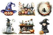 Halloween  witches Clipart, an Illustration by Watercolor design (Thumbnail 4 of 4)