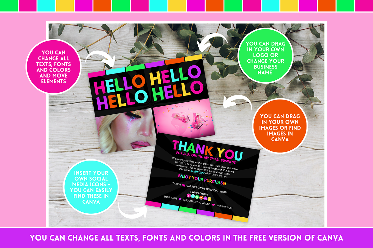 Neon Thank You Card - Edit in Canva, a Business Card Template by SunshineStudioBoutique (Photo 7 of 10)