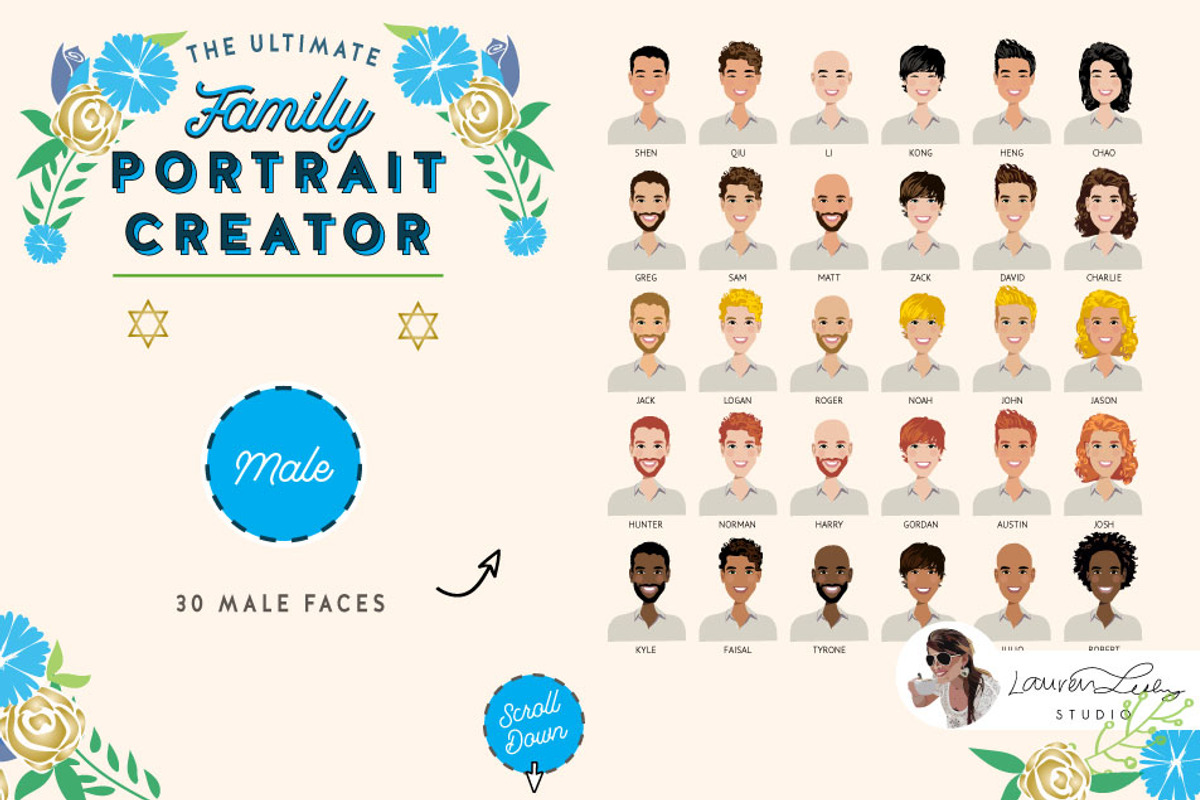 Portrait Creator Jewish Hanukkah, a Person Illustration by Lauren Lesley Studio (Photo 4 of 16)
