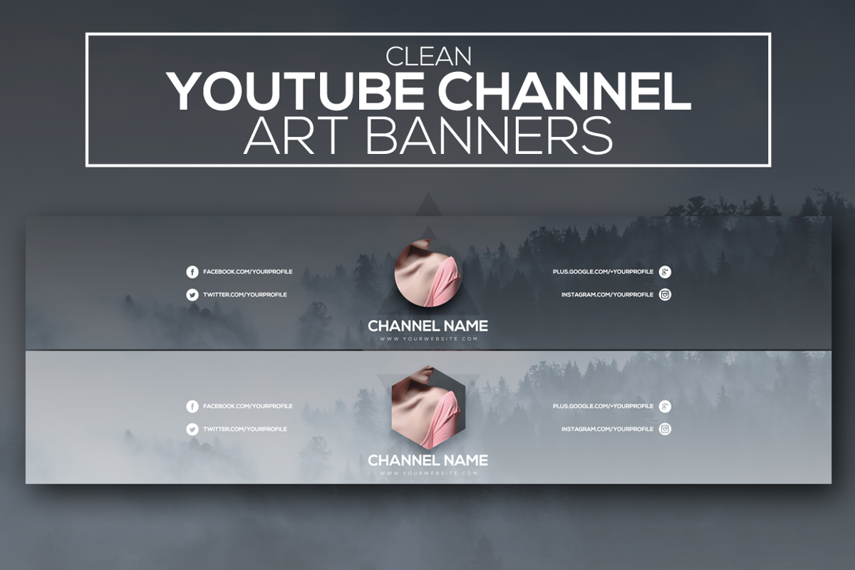 Clean Youtube Channel Art Banners, a Social Media Template by RussGFX (Photo 1 of 3)
