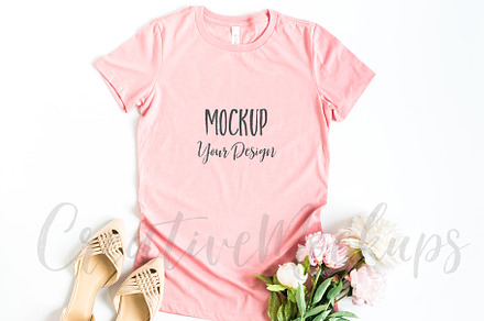Heather Pink Ladies Shirt Mockup