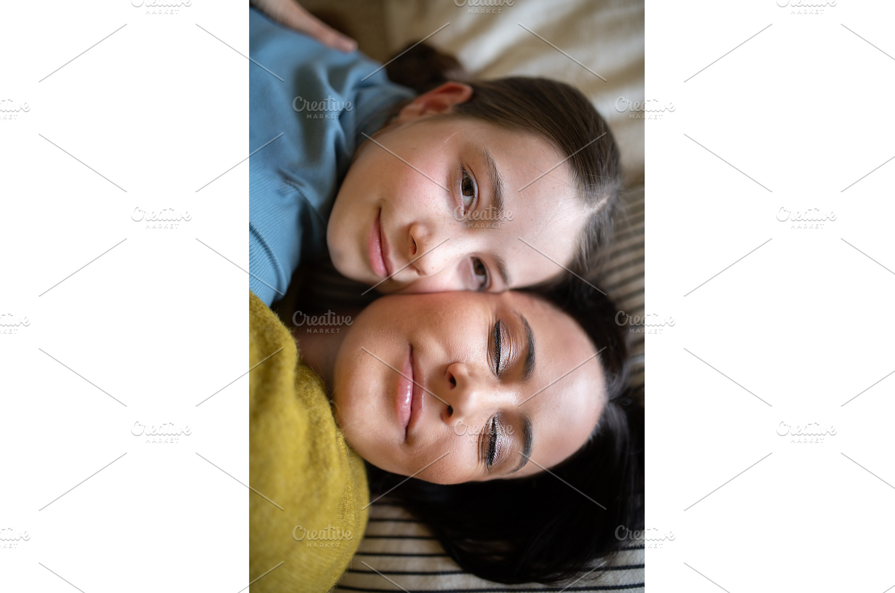 Top view of girl and mom talking in, a Person Photo by HalfPoint