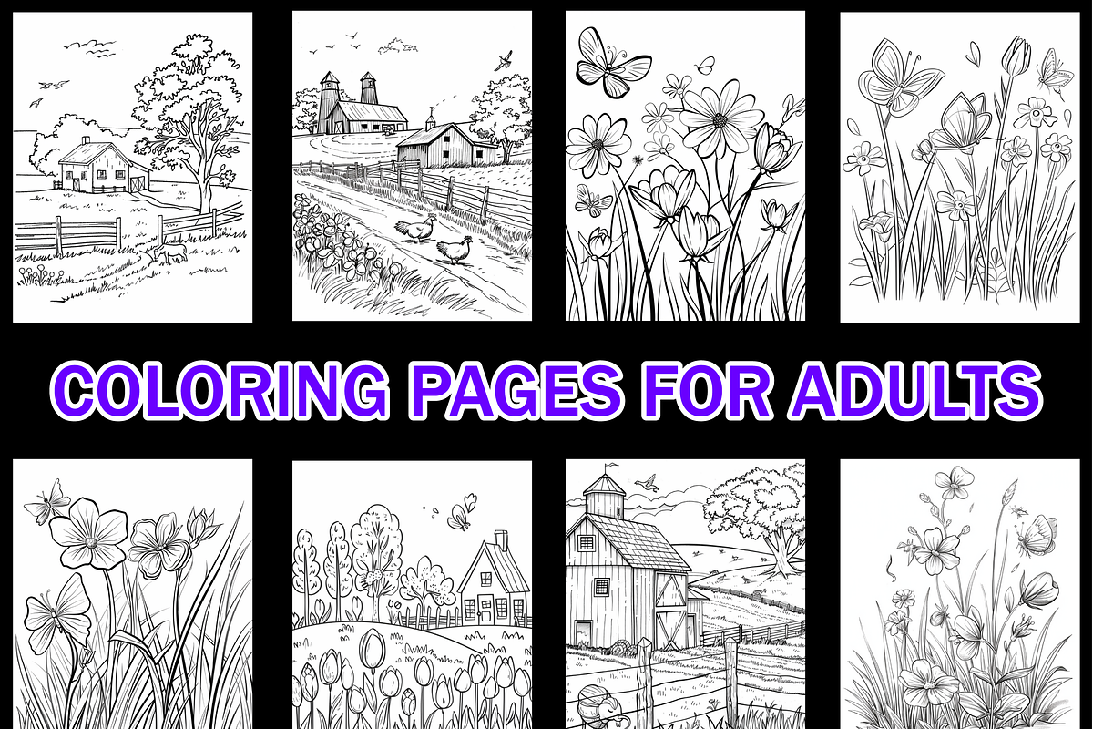 Spring Coloring Pages for Adults-V2, a Seasonal Illustration by Design Home (Photo 6 of 7)