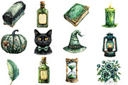 Antique Green Halloween Clipart, an Illustration by Designworld (Thumbnail 3 of 6)