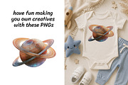 Watercolor Space Planets - 60 PNG, a Texture Illustration by InkyQueenArt (Thumbnail 6 of 8)