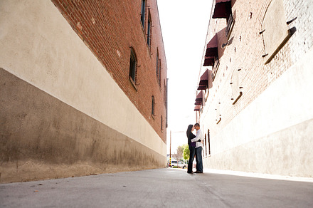 Engagement Couple in Alley Way