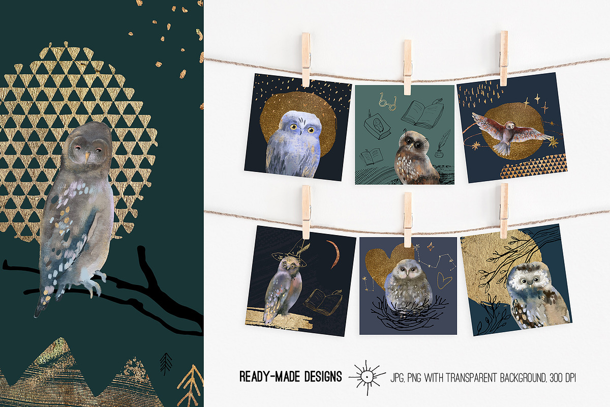 Magic owls: 280 elements for design, an Animal Illustration by Shusha Guna Art (Photo 12 of 23)