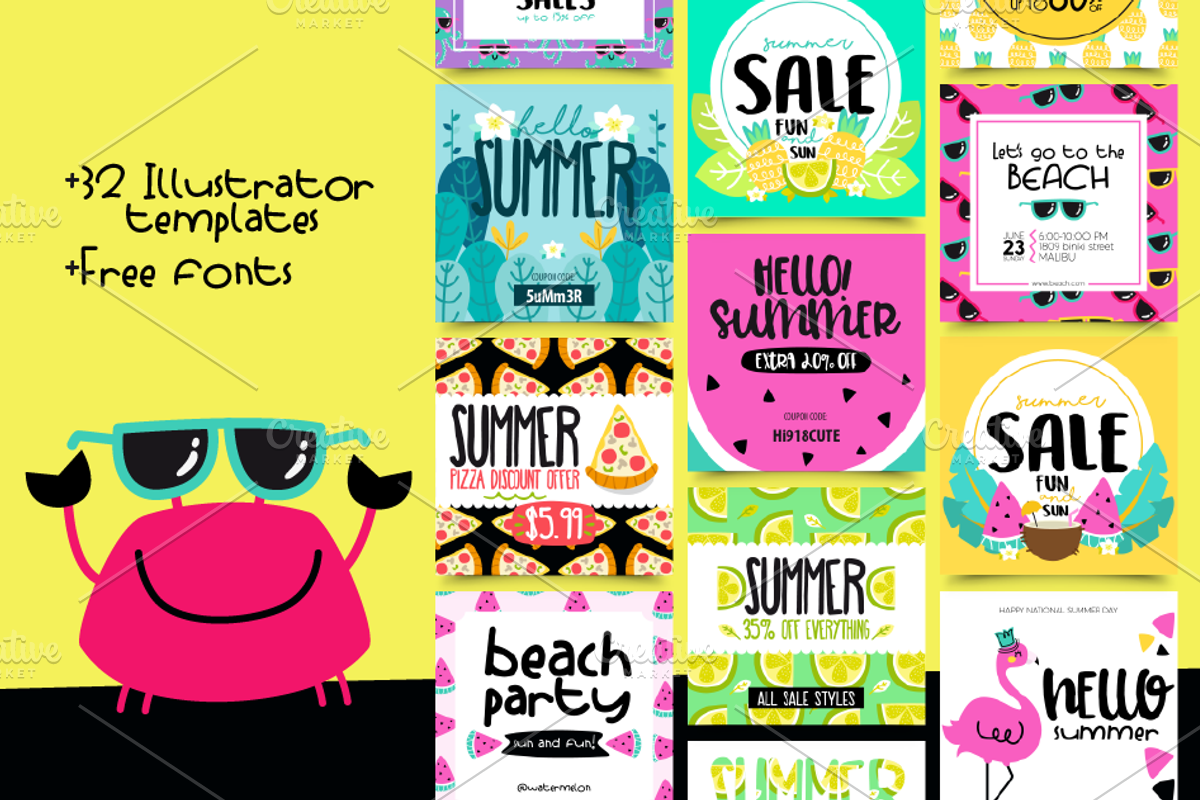 32 Instagram post-SUMMER sale, a Social Media Template by himoki (Photo 2 of 3)