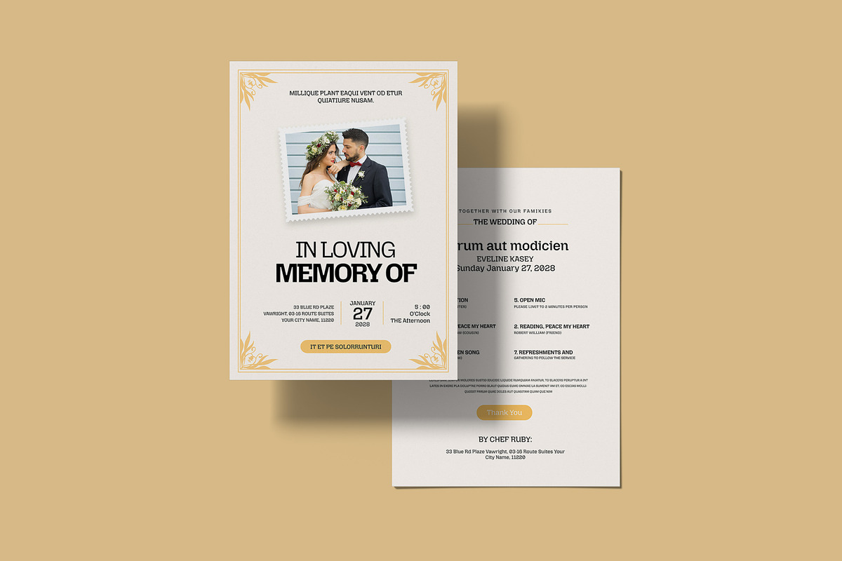 Floral Wedding Invitation In Flat, an Invitation Template by Creatiya Type (Photo 3 of 6)