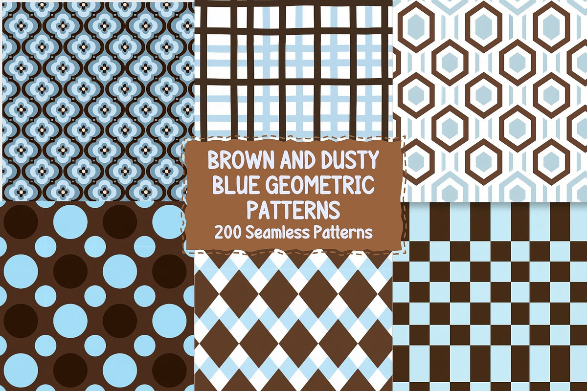 Dusty Blue and Brown Patterns, a Pattern Graphic by Pattern Whimsy (Photo 1 of 11)