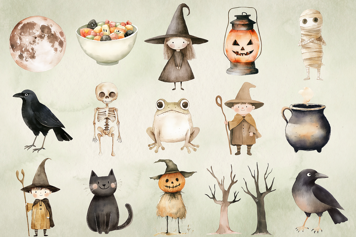 Adorable Halloween Creeps Clipart, an Illustration by NadiaTheronArt (Photo 2 of 5)