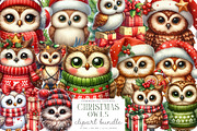 Christmas Owls Clip Art Bundle, an Illustration by SinaCreation (Thumbnail 1 of 7)