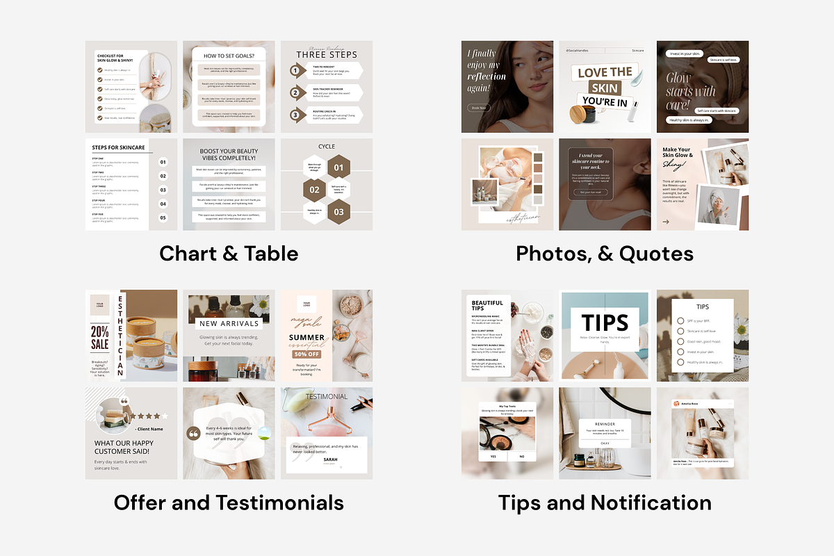 Skincare Canva Social Media Bundle, a Marketing Template by Snapybiz (Photo 7 of 10)