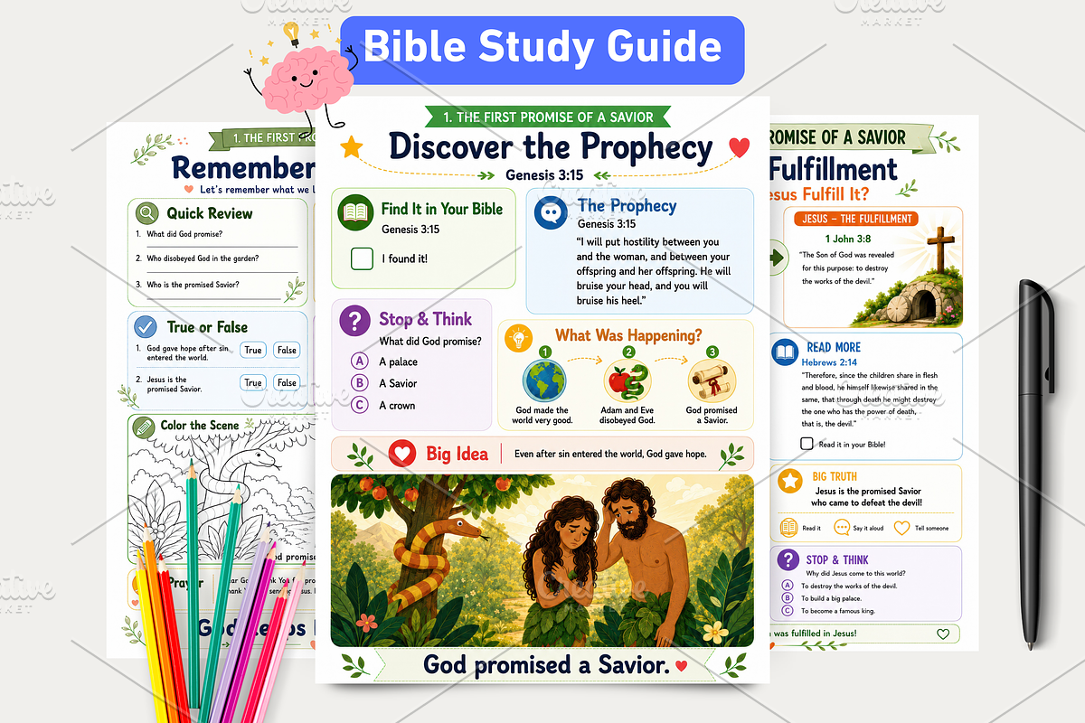 Bible Study Guide for Kids, a Stationery Template by VIVAT Design Studio (Photo 1 of 4)