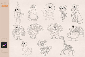 Animals Stamps Children Paint Color