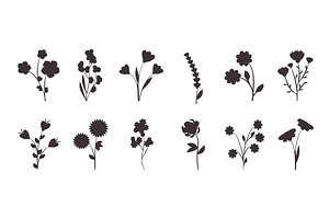 Collection of black floral, an Illustration by okskukuruza
