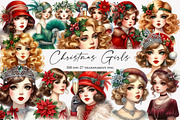 1920 Coquette Christmas Girls Clipar, an Illustration by Designworld (Thumbnail 1 of 5)