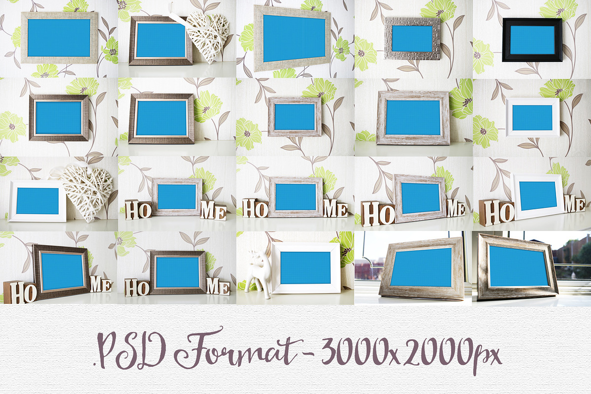 20 Beautiful Frame Mockups, a Print Template by Layerform Design Co.
