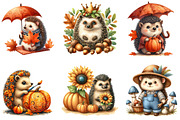 Autumn Hedgehogs Clipart, an Illustration by DreamArtGraphic (Thumbnail 2 of 4)