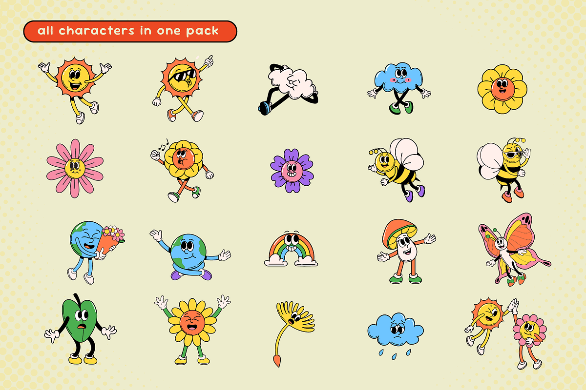 Playful Retro Spring — Character Set, an Object Graphic by Invisual Studio (Photo 2 of 10)
