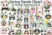 Cute Spring Panda Clipart, an Illustration by Sublimation Artist (Thumbnail 1 of 6)