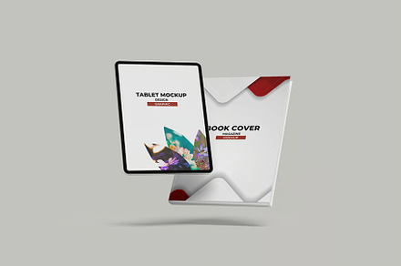 Books with tablet mockup, a Product Mockup by Se٧enStudio