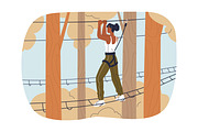 People climbing in rope park set, a Sport Illustration by Good Studio (Thumbnail 17 of 25)