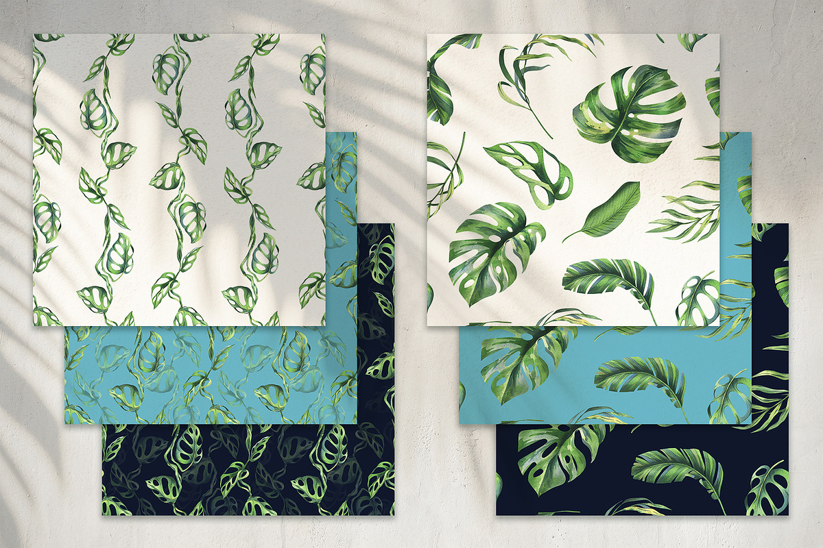 Tropical Leaves Watercolor Set, a Seasonal Illustration by NATASHA CHU (Photo 10 of 13)