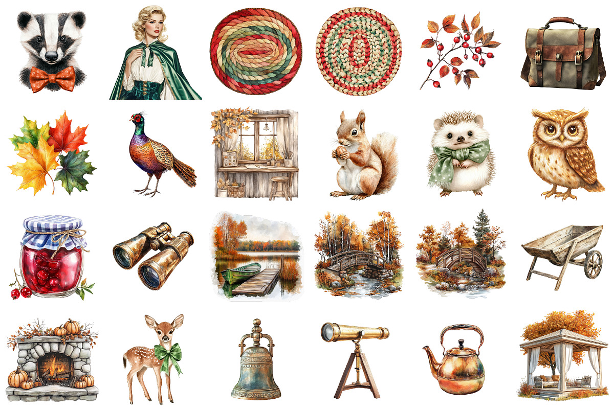 Woodland Harvest Fall Clipart, a Seasonal Illustration by designcity5 (Photo 2 of 5)