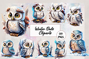 Cute Winter Owls Clipart Sublimation, an Animal Illustration by EdeniaArtStudio (Thumbnail 1 of 6)