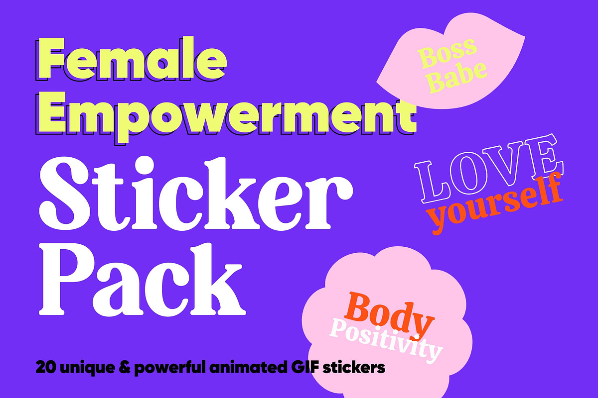 Female Empowering GIF Sticker Pack, a Templates & Theme by katy.creates