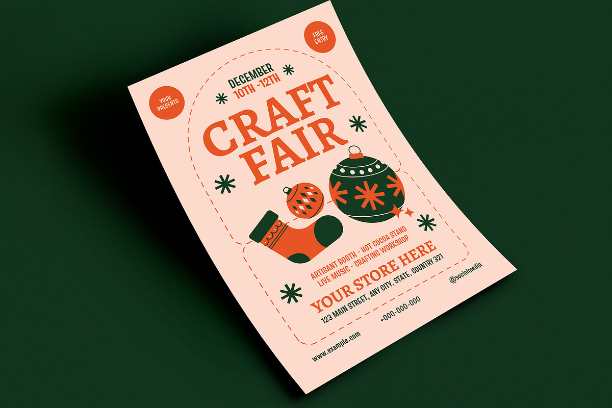 Simple Christmas Craft Fair Flyer, a Flyer Template by VectorVactory (Photo 3 of 3)