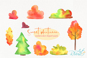 Cute Fall watercolor foxes clipart, an Animal Illustration by RivusArt (Thumbnail 5 of 6)