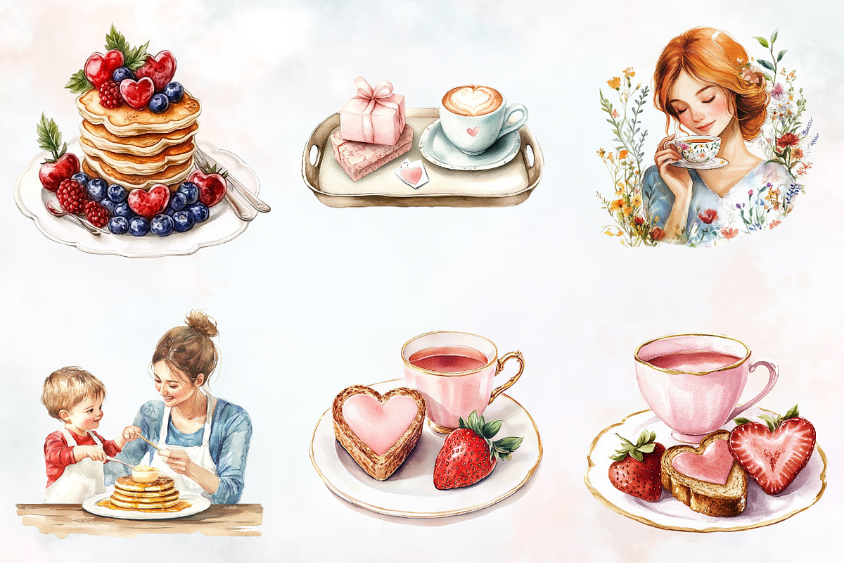 Mother's Day Brunch Watercolor Png, an Illustration by RobertsArt (Photo 6 of 7)