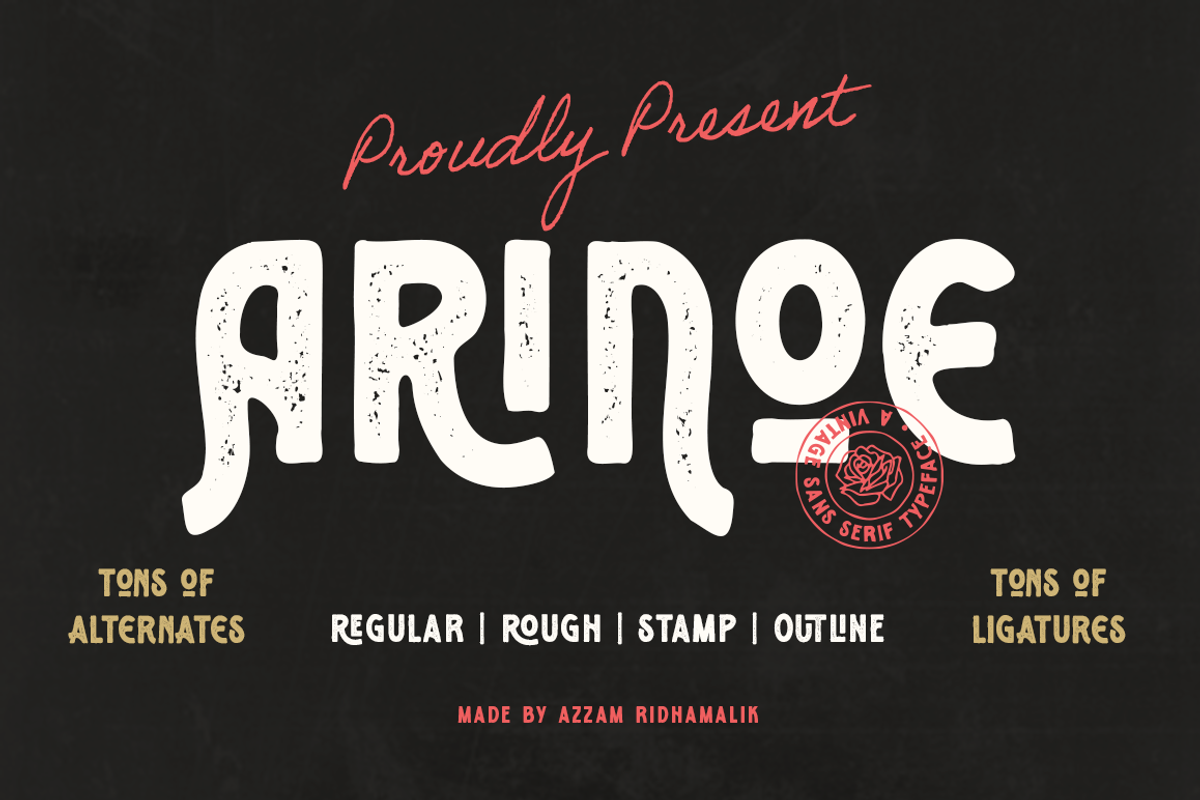 Arinoe - Vintage Font, a Sans Serif Font by Zarma Type (Photo 1 of 12)