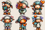 Funny Valentine Sheep Clipart Bundle, an Illustration by SVGArt (Thumbnail 6 of 8)