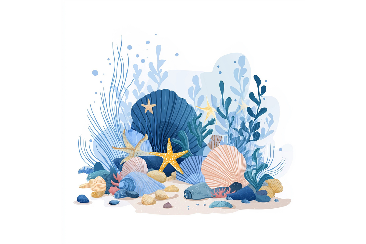 Prompt Ocean Brushstroke Clipart, a Decorative Illustration by Creative design (Photo 2 of 7)