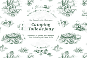The Camping Toile de Jouy Pattern, a Pattern Graphic by Hughes Studio (Thumbnail 1 of 6)