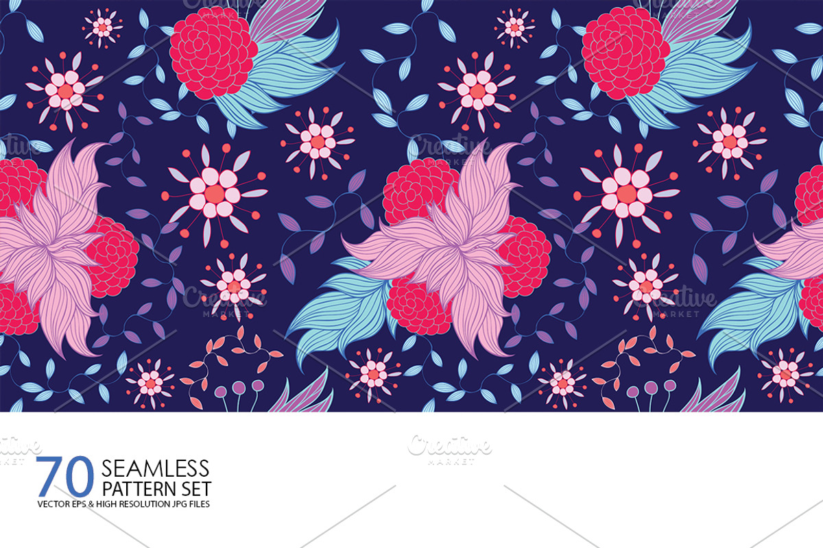 70 Seamless Floral Pattern Set, a Pattern Graphic by Anttoniu (Photo 5 of 5)