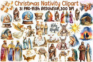 Christmas Nativity Watercolor Clipar, an Illustration by Sublimation Artist