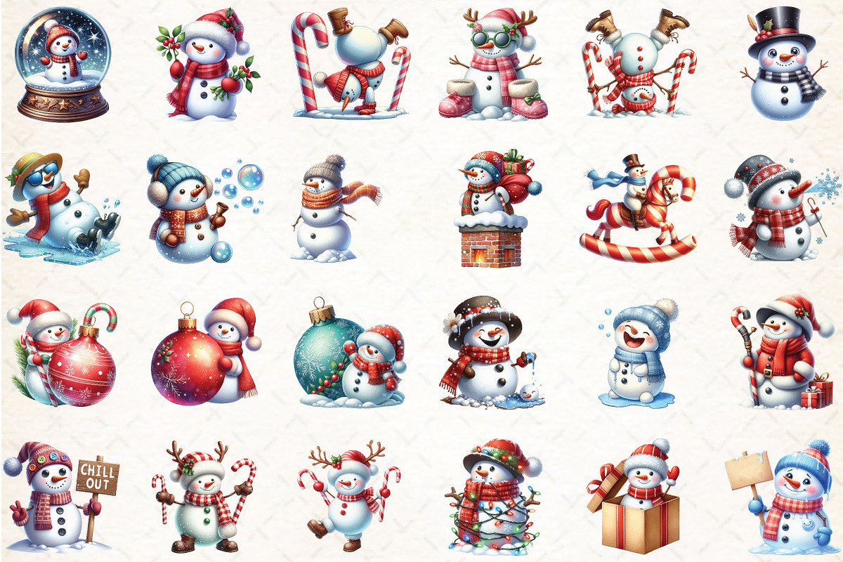 Funny Christmas Snowman Clipart Bund, an Illustration by Libby Wishes (Photo 2 of 6)