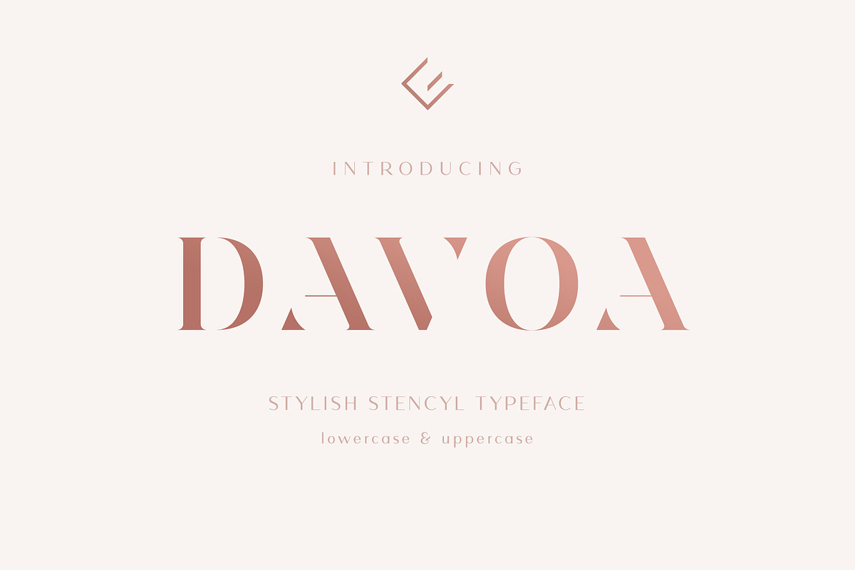 Davoa - Elegant Stencyl Typeface, a Serif Font by AlienValley (Photo 1 of 9)
